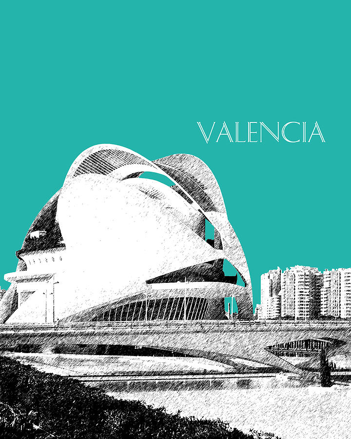 Valencia Skyline City of Arts and Sciences - Aqua Digital Art by DB Artist