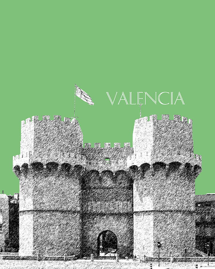 Valencia Skyline Serrano Towers - Apple Digital Art by DB Artist