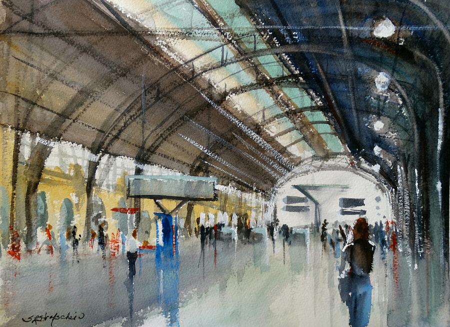 Valencia Transit Platform Painting by Sandra Strohschein