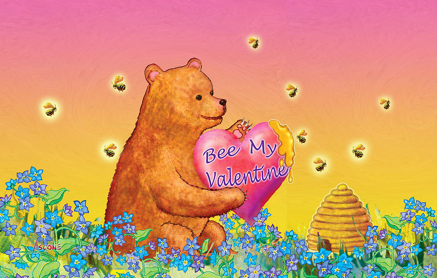 Valentine Baby Bear Painting by Teresa Ascone