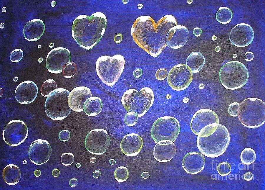 Valentine bubbles Painting by Karen Jane Jones