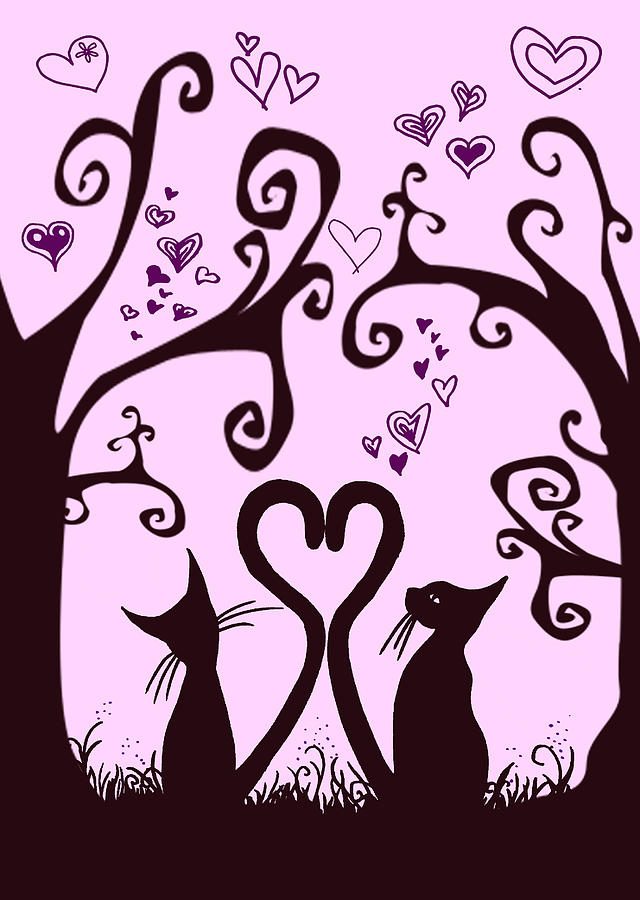 Valentine Cats Painting by MotionAge Designs