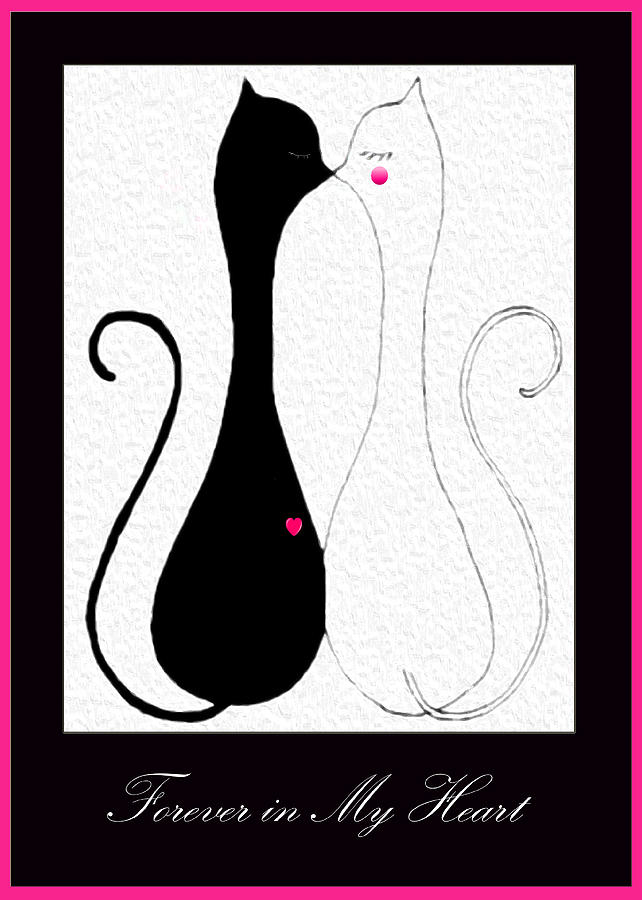 Valentine Cats Digital Art by Stephanie Grant