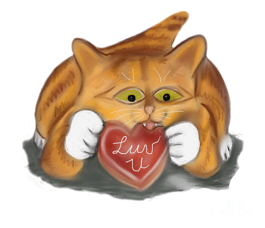 Valentine Cookie for Orange Tiger Kitten Digital Art by Ellen Miffitt
