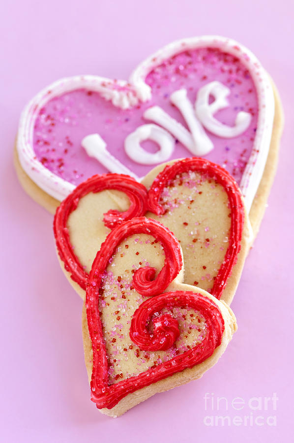 Cookie Photograph - Valentine hearts 3 by Elena Elisseeva