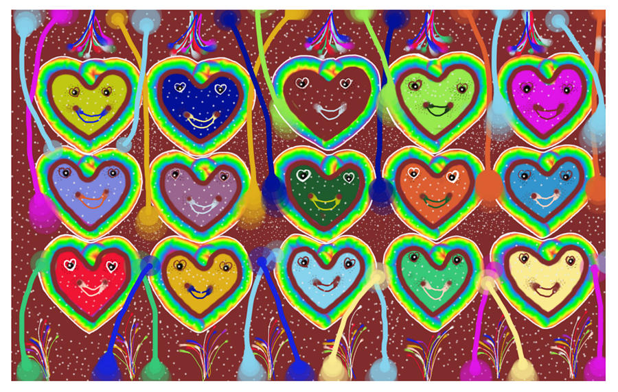 Holiday Painting - Valentine Hearts by Karunita Kapoor