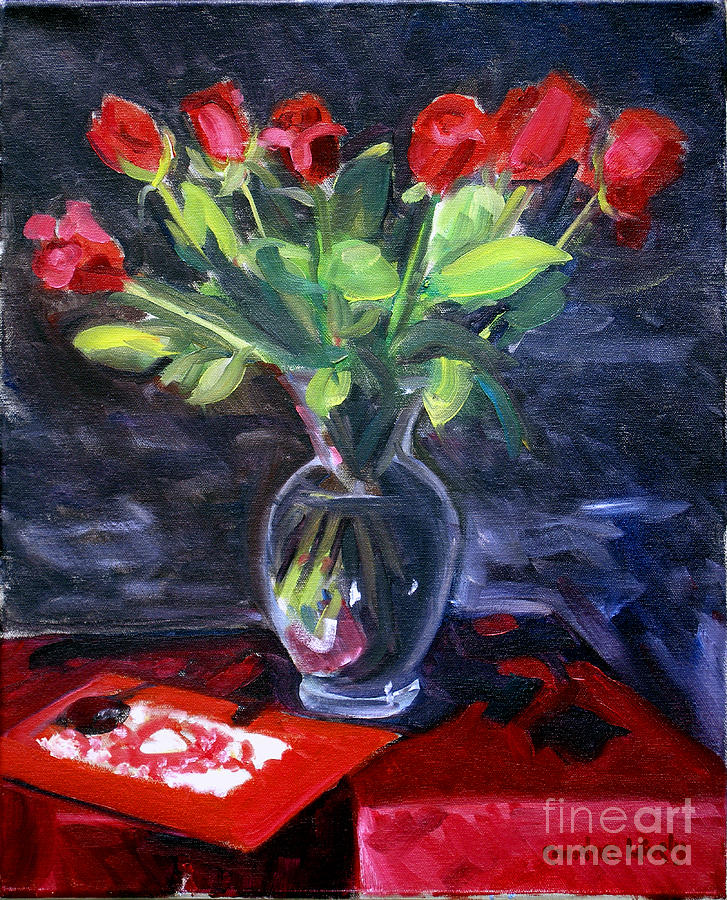 Valentine Roses Painting by Candace Lovely