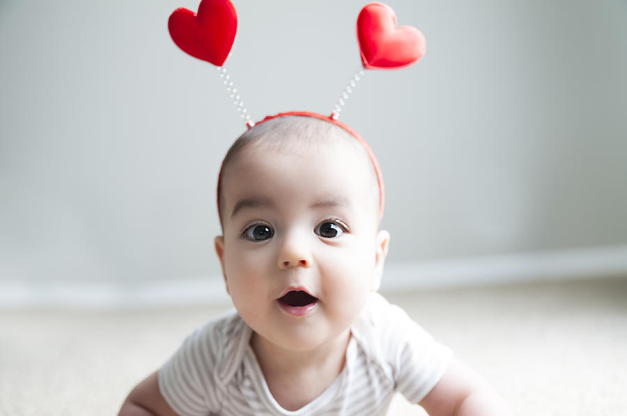 Valentines Day Baby Poses for Camera Photograph by Jill Lehmann Photography