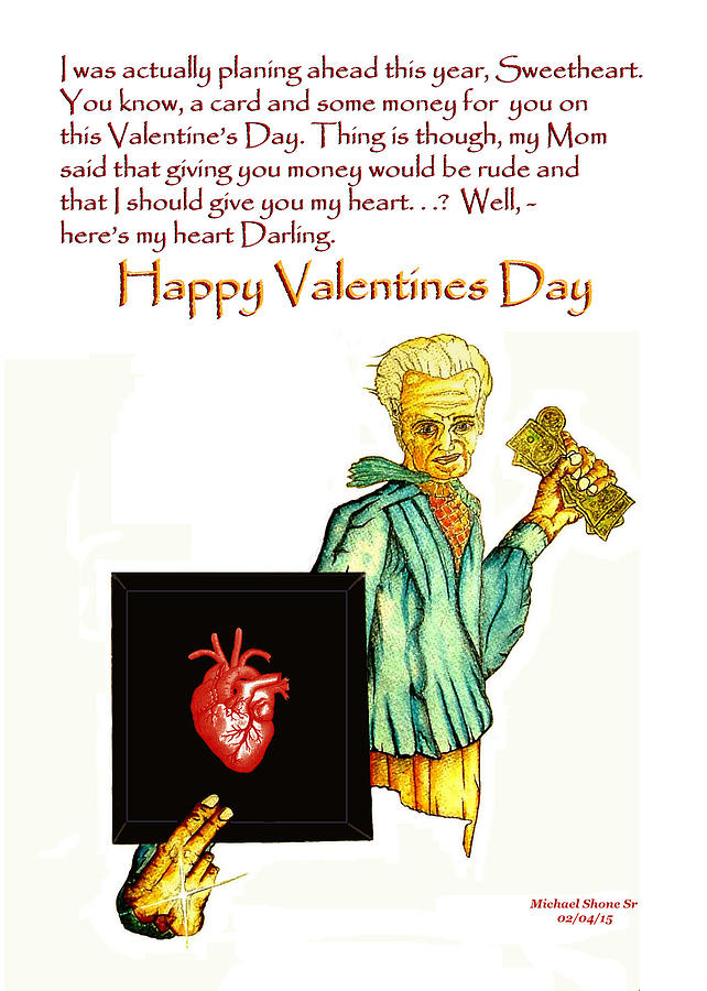 Valentines Day Heart Card Painting by Michael Shone SR