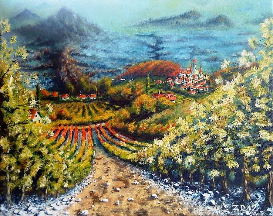 Grape Painting - Valley by Danas Zymonas