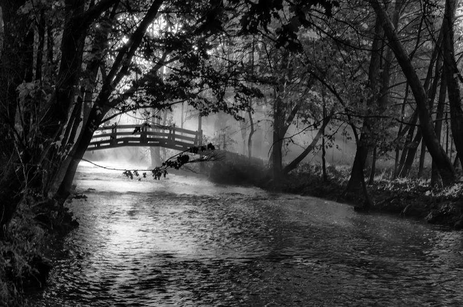 Bridge Photograph - Valley Forge - Bow Bridge in Black and White by Bill Cannon