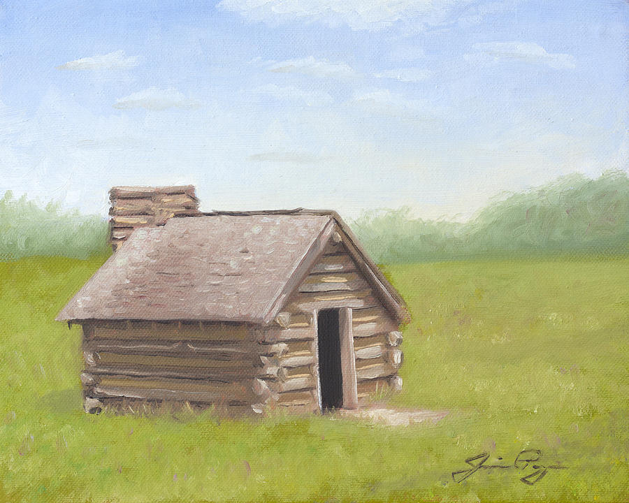 Spring Painting - Valley Forge Cabin in Spring by Jamie Pogue