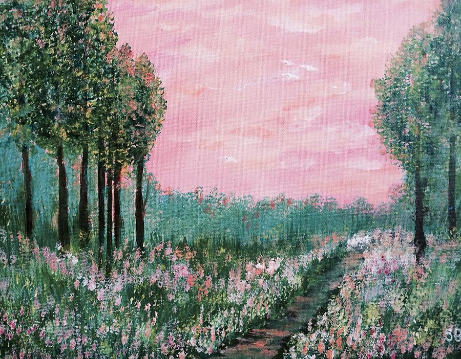 Nature Painting - Valley Of Flowers by Suniti Bhand