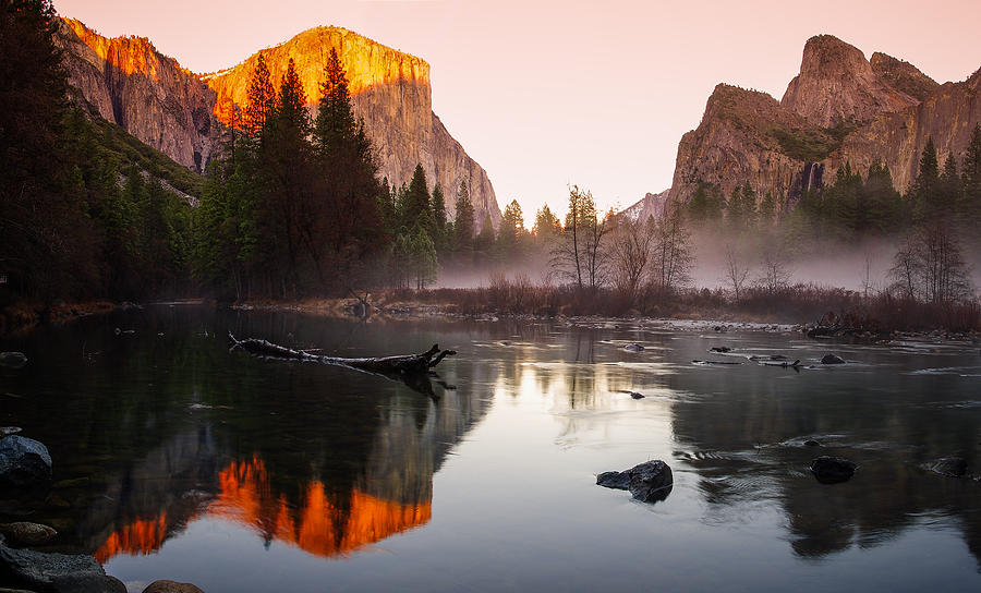Valley View winter sunset Yosemite National Park Photograph by Scott McGuire