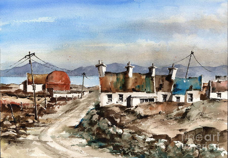 Valley Village Achill  Mayo Painting by Val Byrne