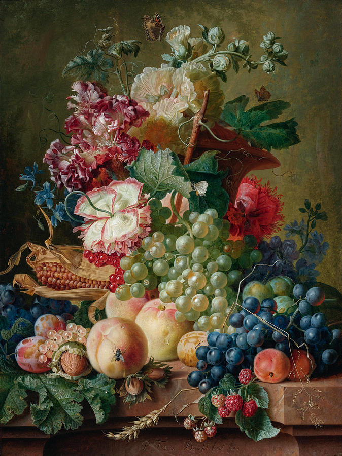 Van Brussel Flowers And Fruits, 1787 Painting by Granger - Fine Art America