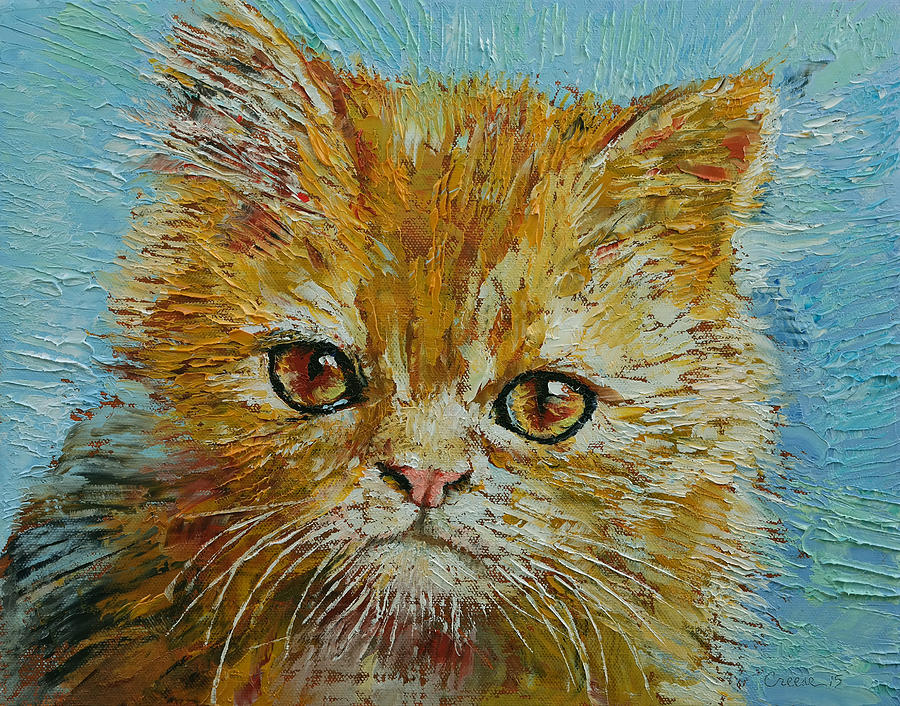 Van Gogh the Kitten Painting by Michael Creese