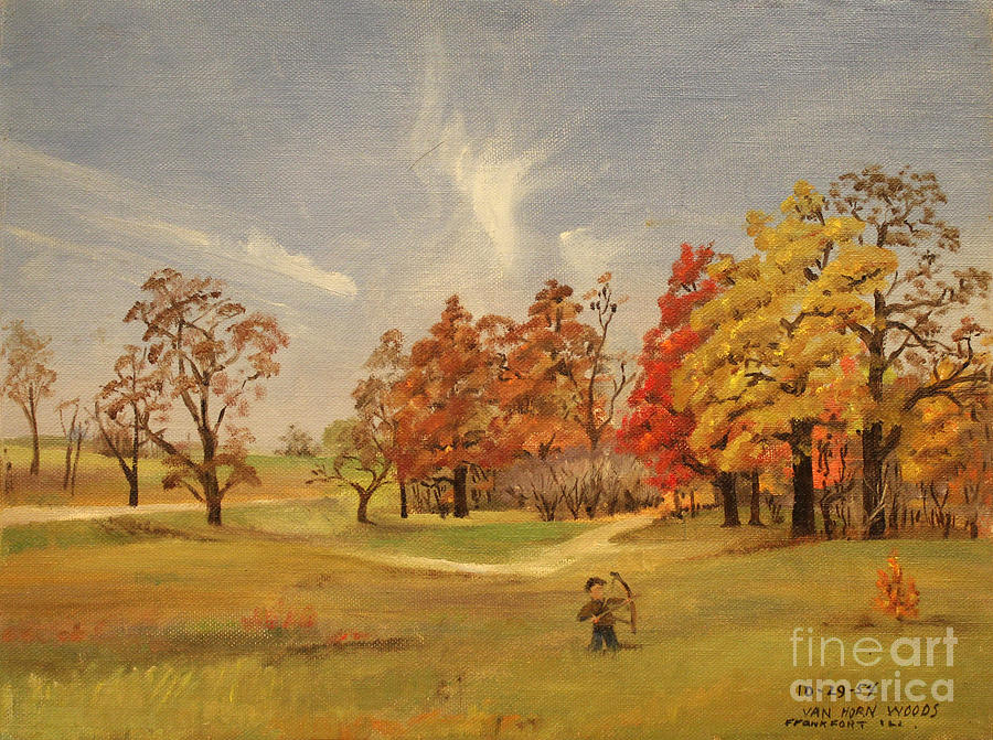 Van Horn Woods - Illinois 1954 Painting by Art By Tolpo Collection