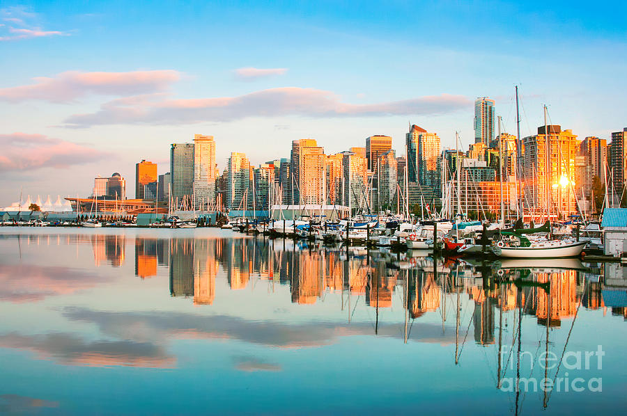 Vancouver at sunset Photograph by JR Photography