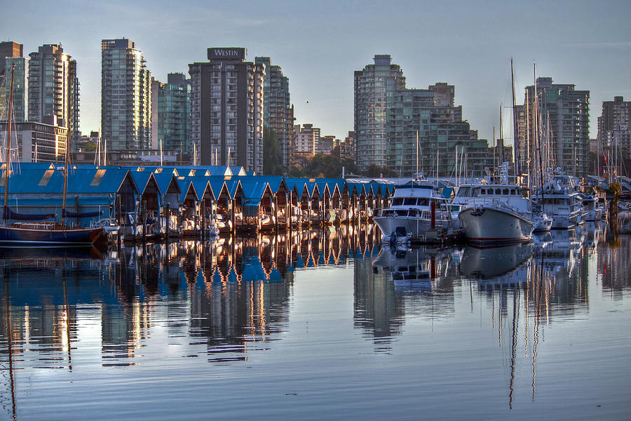 Architecture Photograph - Vancouver boat reflections by Eti Reid