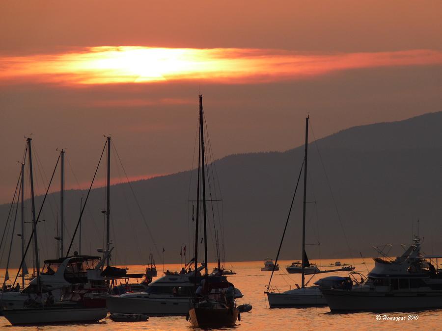 Vancouver Boats In Sunset Photograph