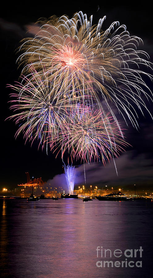 Vancouver Canada Day Fireworks 2014  Photograph by Terry Elniski