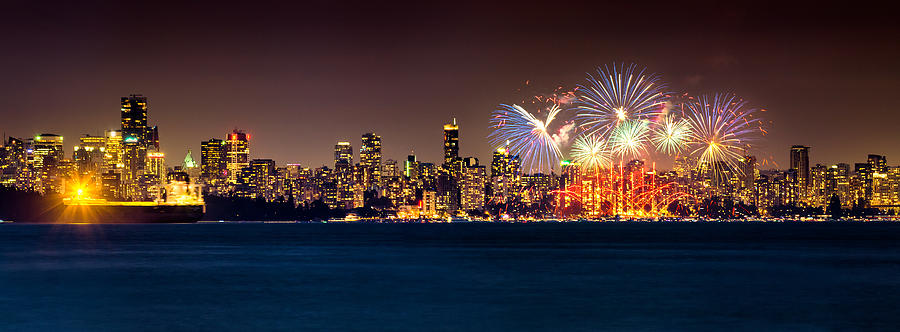 Skyline Photograph - Vancouver Celebration of Light Fireworks 2013 - Day 2 by Alexis Birkill