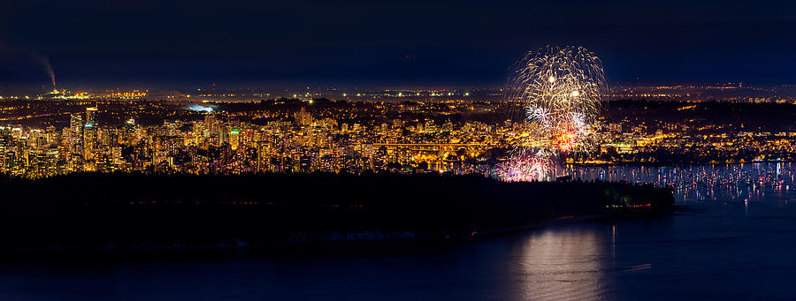 Boat Photograph - Vancouver Celebration of Light Fireworks 2013 - Day 3 by Alexis Birkill