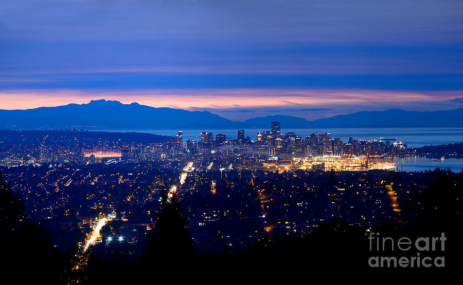 Vancouver City Skyline At Dusk Photograph by Terry Elniski