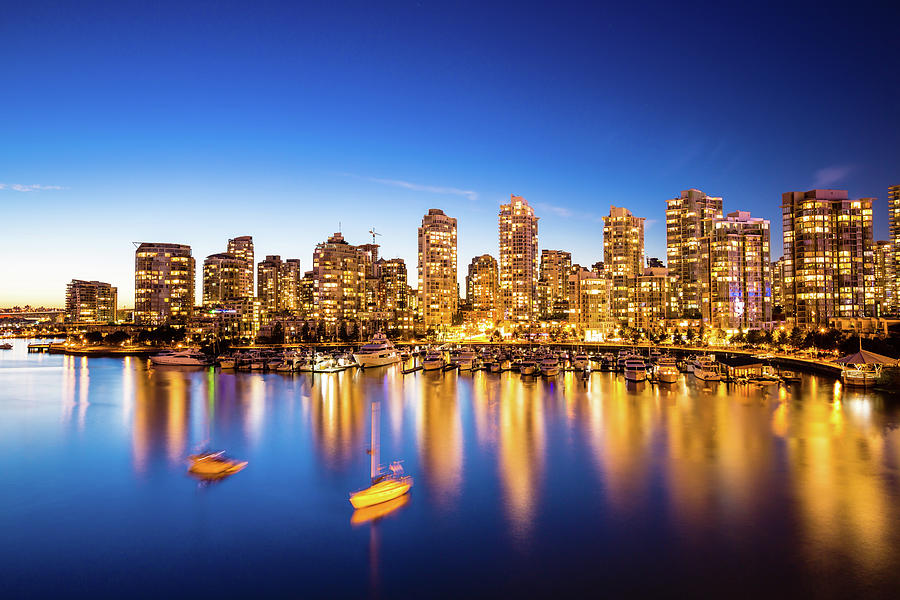 Vancouver Downtown At Night Photograph by Wan Ru Chen