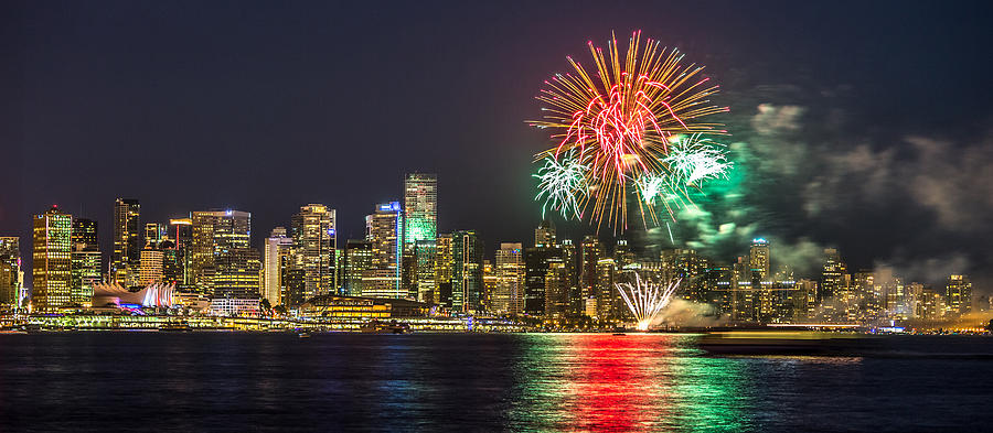 Vancouver fireworks panorama Photograph by Pierre Leclerc Photography
