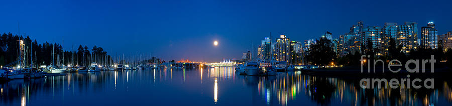 Vancouver Harbour Moonrise 1 Photograph by Terry Elniski