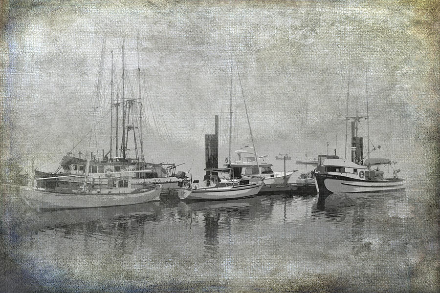 Vancouver Island with Sailboats and Fishing Boats in a Misty Harbor Photograph by Randall Nyhof