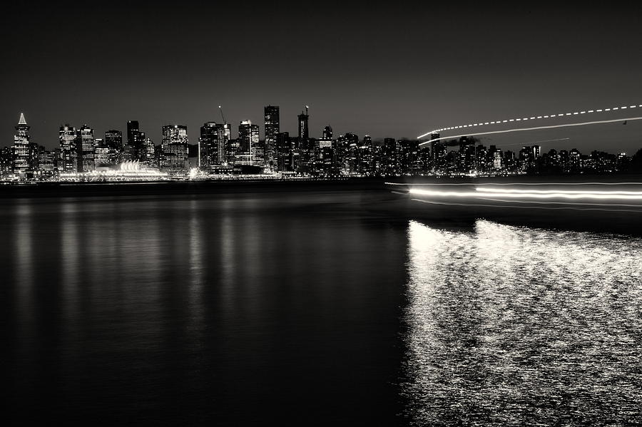 Vancouver Skyline in Black and White Photograph by Monte Arnold
