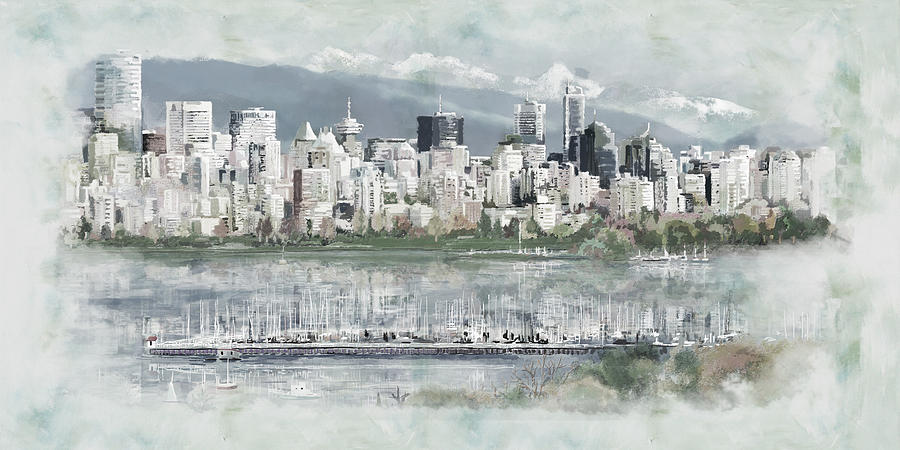 Banff National Park Painting - Vancouver Skyline by Maryam Mughal