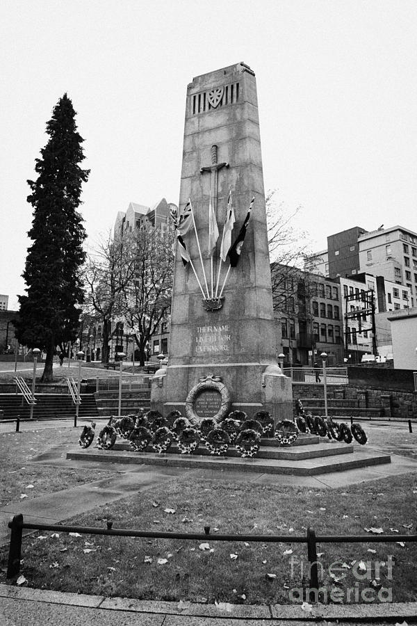 vancouver war memorial at victory square park on overcast cloudy day BC ...