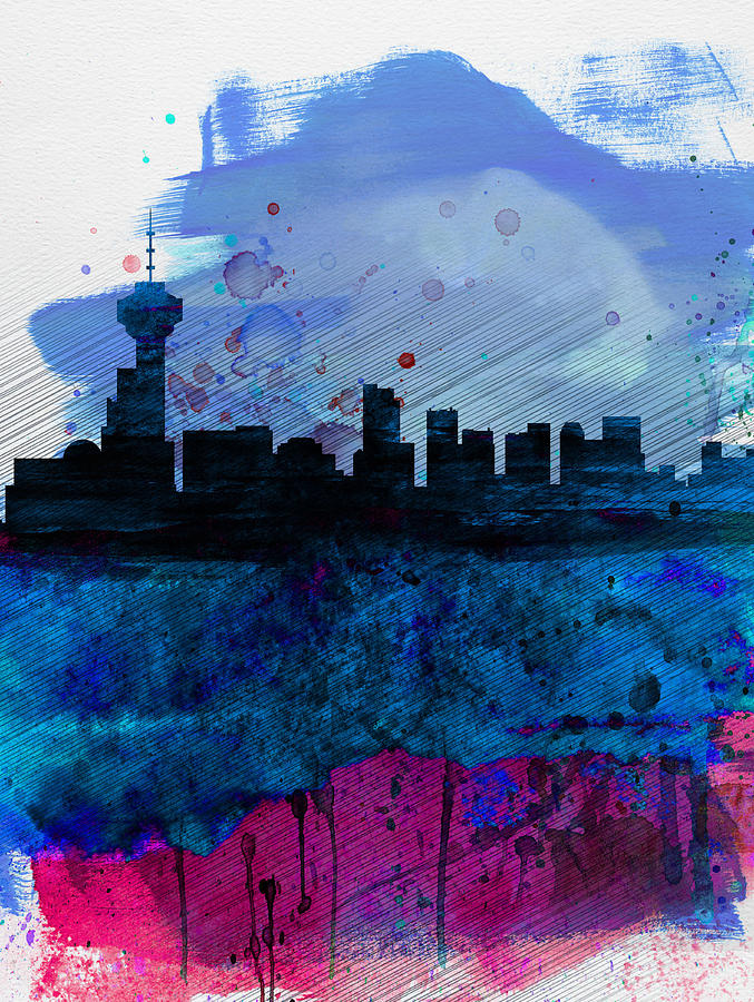 City Painting - Vancouver Watercolor Skyline by Naxart Studio