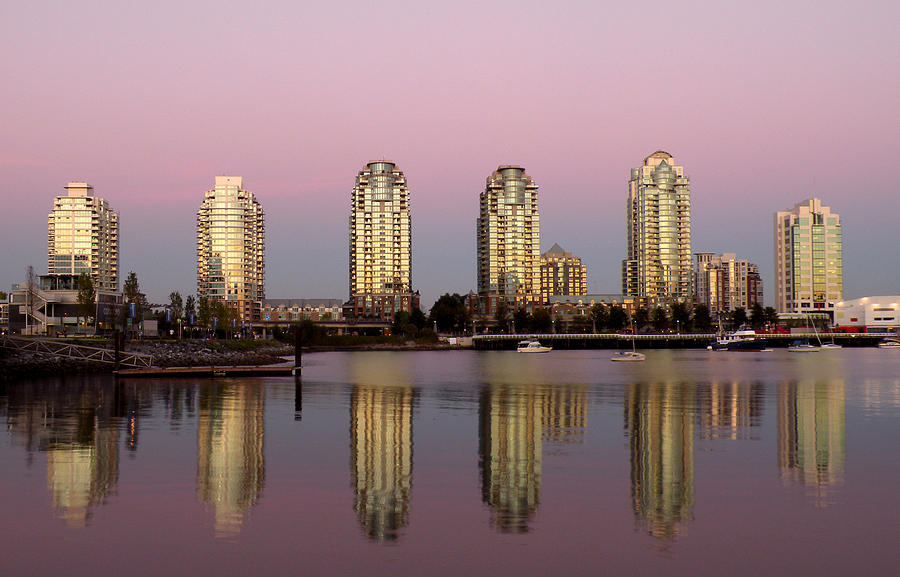 City Photograph - Vancouvers False Creek Towers Reflecting by Brian Chase