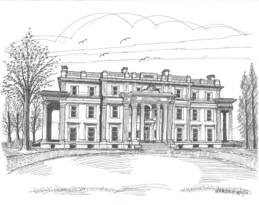 Vanderbilt Mansion Drawing by Richard Wambach