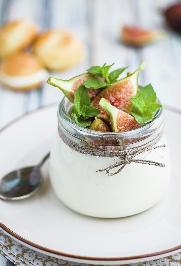 Vanilla Mascarpone Cream With Fresh Figs Photograph by Food Style And Photography