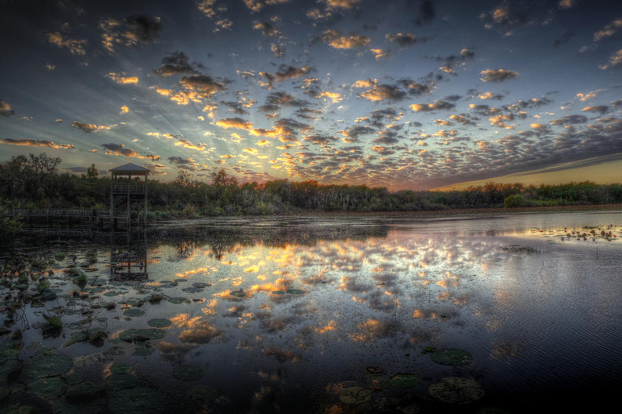 Sunset Photograph - Vanilla Sky     Sunset at White Lake in Cullinan Park  Houston Texas by Micah Goff