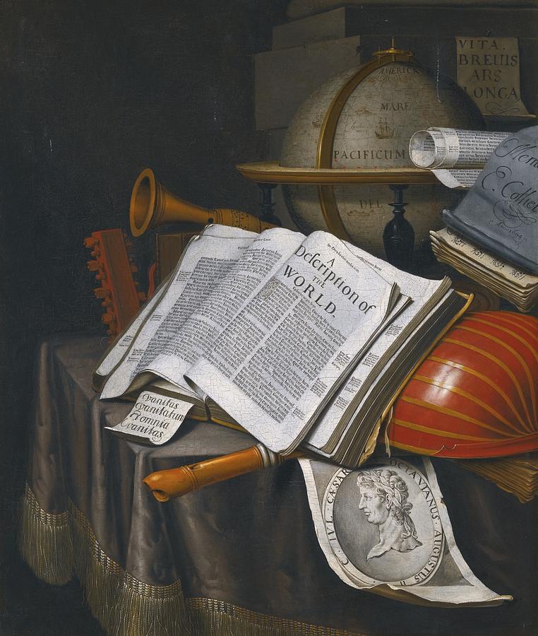 Edwaert Collier Painting - Vanitas Still Life With An Upturned Lute by Celestial Images