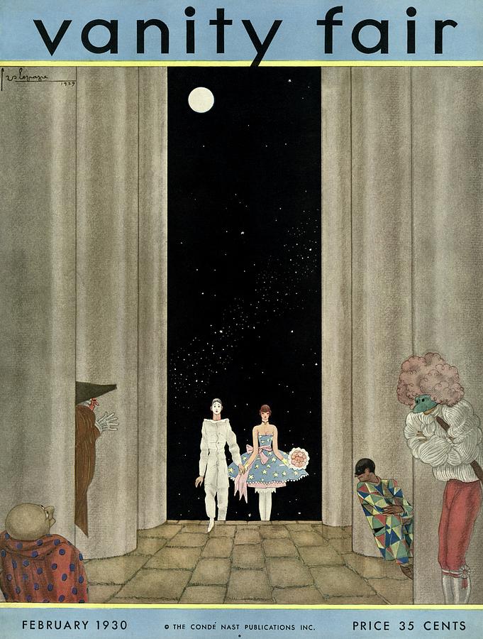 Vanity Fair Cover Featuring A Couple At A Costume Photograph by Georges Lepape