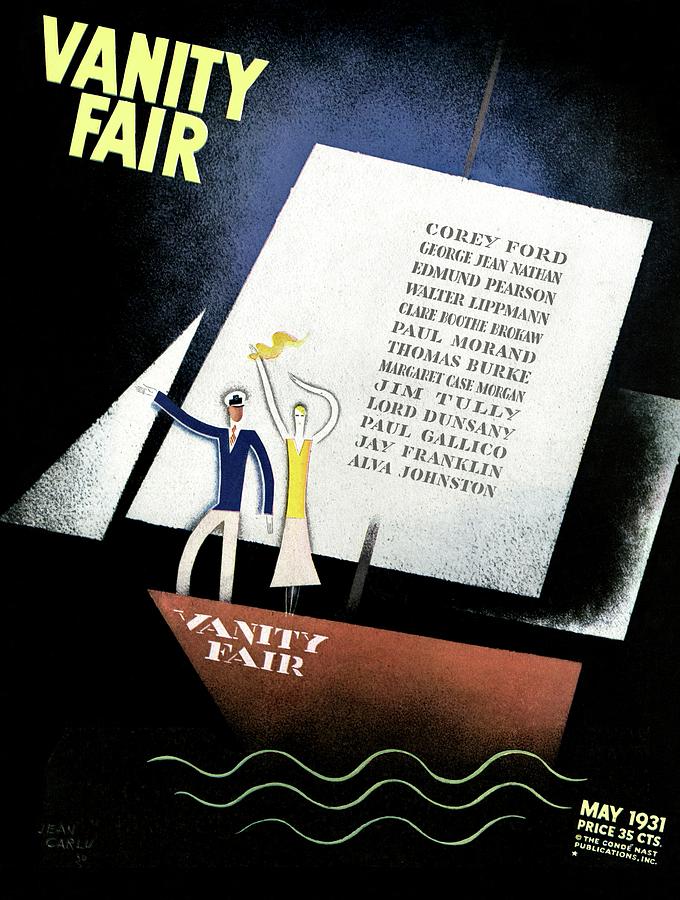 Vanity Fair Cover Featuring A Man And Woman Photograph by Jean Carlu