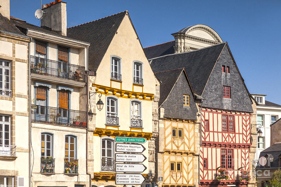 Summer Photograph - Vannes Brittany France Half Timbered Buildings by Colin and Linda McKie