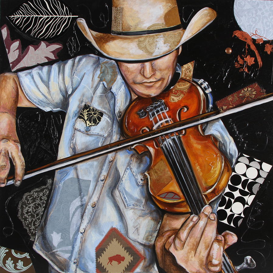Vaquero de the Fiddle Mixed Media by Katia Von Kral