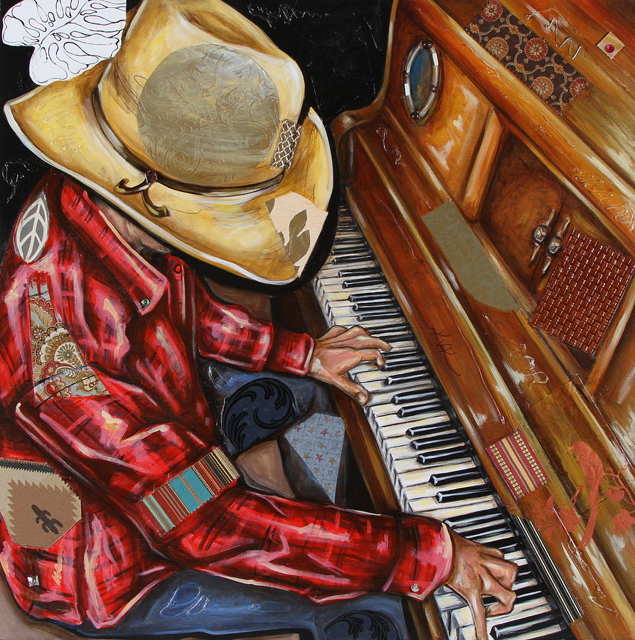 Vaquero de the Piano Mixed Media by Katia Von Kral