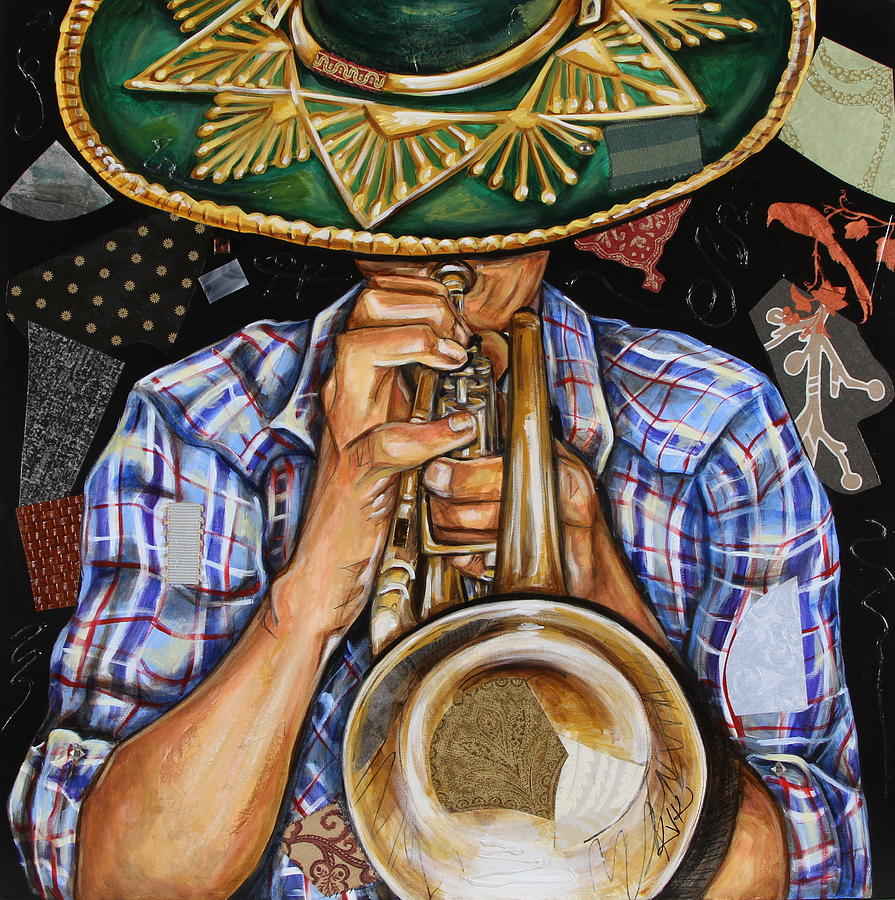 Vaquero de the Trumpet Mixed Media by Katia Von Kral