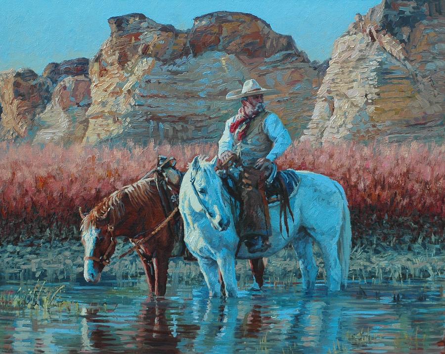 Horse Painting - Vaquero by Jim Clements