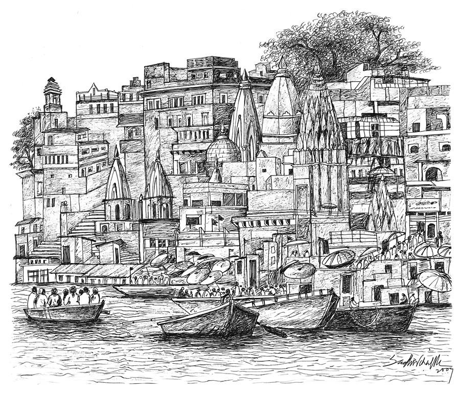Varanasi Ghat  Watercolor on Paper  12 x 12 Inch  crafttatvacom